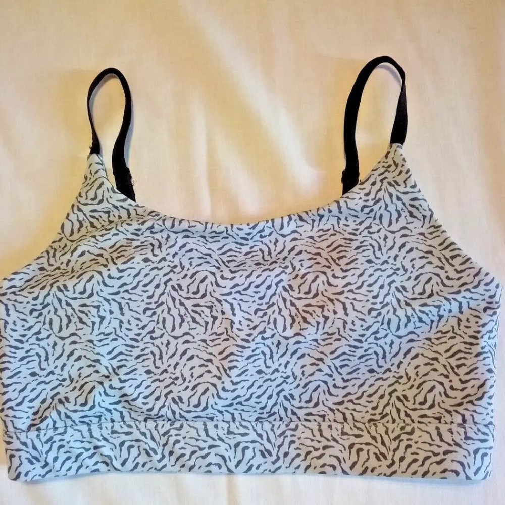 ANTHROPOLOGIE ALL FENIX Sports Bra Blue Cheetah Pattern. Size Small